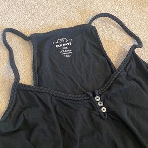 Old Navy Black Tank Top-Size XXL-Black-Braided Straps